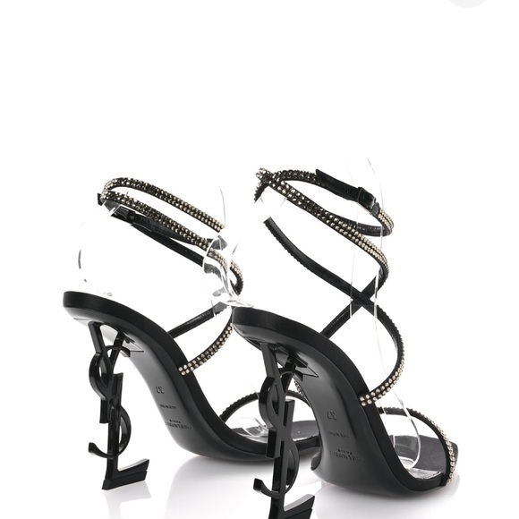 Saint Laurent Black Crystal Embellished Heels - Picture 2 of 8